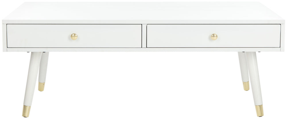 Safavieh Levinson Coffee Table – Mid-Century Modern Design With Elegant Storage And Polished Accents For Living Rooms White/Gold FOX6304B