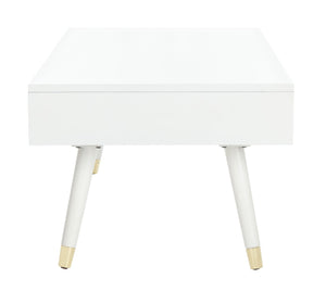 Safavieh Levinson Coffee Table – Mid-Century Modern Design With Elegant Storage And Polished Accents For Living Rooms White/Gold FOX6304B