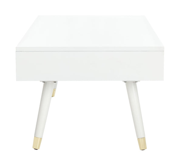 Safavieh Levinson Coffee Table – Mid-Century Modern Design With Elegant Storage And Polished Accents For Living Rooms White/Gold FOX6304B