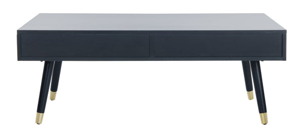 Safavieh Levinson Coffee Table – Mid-Century Modern Design With Elegant Storage And Polished Accents For Living Rooms Navy/Gold FOX6304C