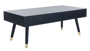 Safavieh Levinson Coffee Table – Mid-Century Modern Design With Elegant Storage And Polished Accents For Living Rooms Navy/Gold FOX6304C