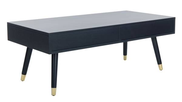 Safavieh Levinson Coffee Table – Mid-Century Modern Design With Elegant Storage And Polished Accents For Living Rooms Navy/Gold FOX6304C