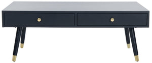Safavieh Levinson Coffee Table – Mid-Century Modern Design With Elegant Storage And Polished Accents For Living Rooms Navy/Gold FOX6304C