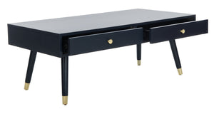 Safavieh Levinson Coffee Table – Mid-Century Modern Design With Elegant Storage And Polished Accents For Living Rooms Navy/Gold FOX6304C