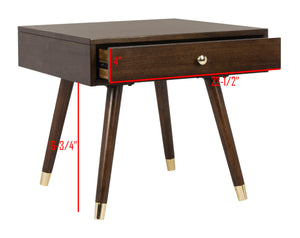 Safavieh Levinson Mid-Century Modern End Table With Glam Gold Accents For Living Room & Bedroom Decor Brown/Gold FOX6305A