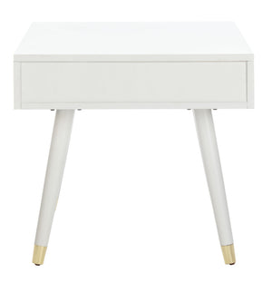 Safavieh Levinson Mid-Century Modern End Table With Glam Gold Accents For Living Room & Bedroom Decor White/Gold FOX6305B