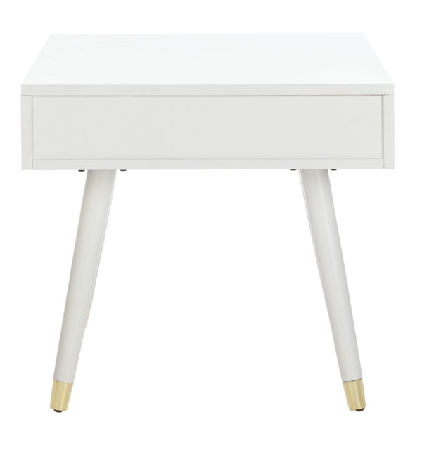 Safavieh Levinson Mid-Century Modern End Table With Glam Gold Accents For Living Room & Bedroom Decor White/Gold FOX6305B