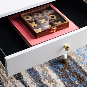 Safavieh Levinson Mid-Century Modern End Table With Glam Gold Accents For Living Room & Bedroom Decor White/Gold FOX6305B