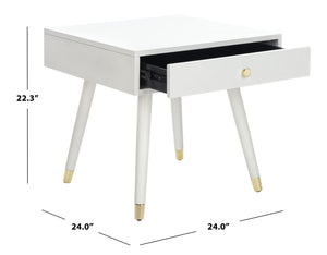 Safavieh Levinson Mid-Century Modern End Table With Glam Gold Accents For Living Room & Bedroom Decor White/Gold FOX6305B