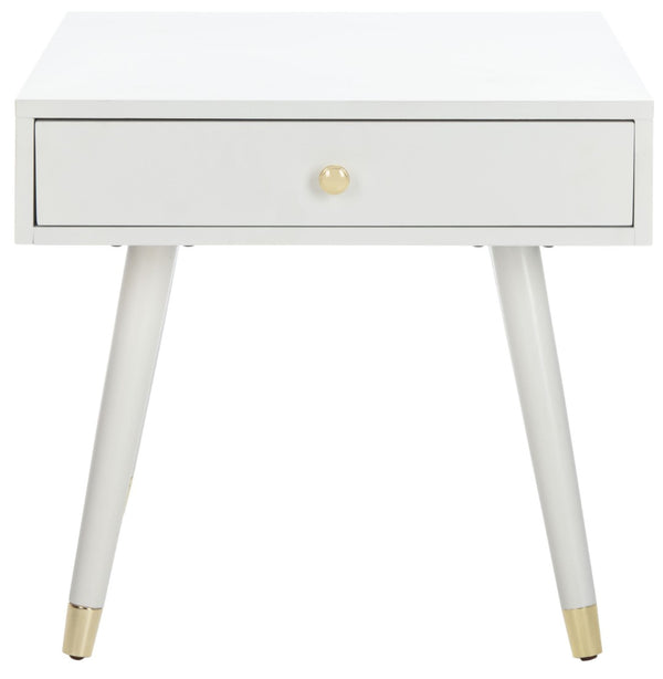Safavieh Levinson Mid-Century Modern End Table With Glam Gold Accents For Living Room & Bedroom Decor White/Gold FOX6305B