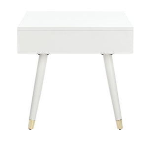 Safavieh Levinson Mid-Century Modern End Table With Glam Gold Accents For Living Room & Bedroom Decor White/Gold FOX6305B