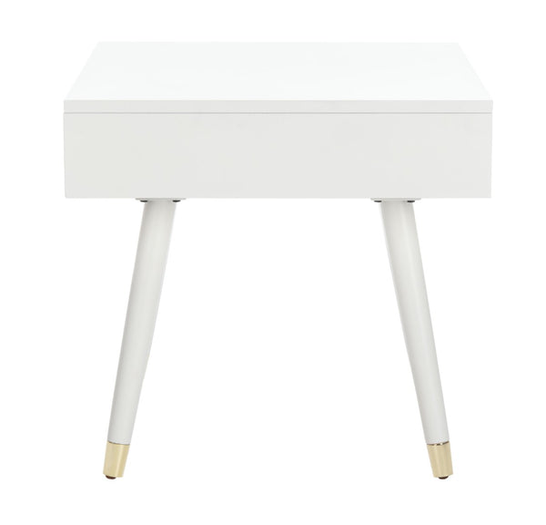 Safavieh Levinson Mid-Century Modern End Table With Glam Gold Accents For Living Room & Bedroom Decor White/Gold FOX6305B