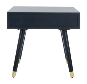 Safavieh Levinson Mid-Century Modern End Table With Glam Gold Accents For Living Room & Bedroom Decor Navy/Gold FOX6305C
