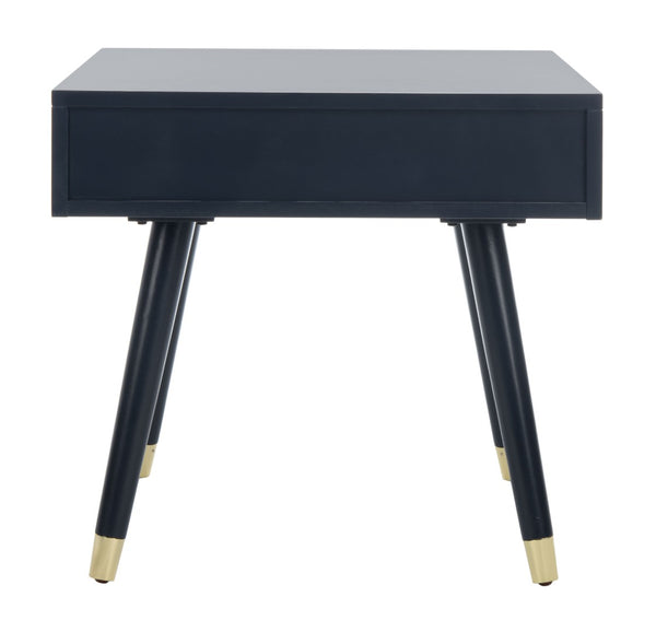 Safavieh Levinson Mid-Century Modern End Table With Glam Gold Accents For Living Room & Bedroom Decor Navy/Gold FOX6305C