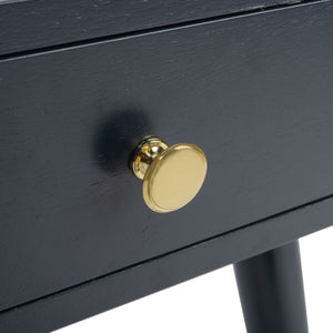 Safavieh Levinson Mid-Century Modern End Table With Glam Gold Accents For Living Room & Bedroom Decor Navy/Gold FOX6305C