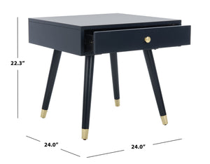 Safavieh Levinson Mid-Century Modern End Table With Glam Gold Accents For Living Room & Bedroom Decor Navy/Gold FOX6305C