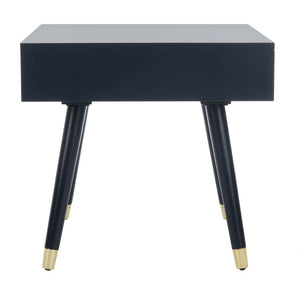Safavieh Levinson Mid-Century Modern End Table With Glam Gold Accents For Living Room & Bedroom Decor Navy/Gold FOX6305C