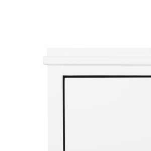 Safavieh Hannon Elegant Three-Drawer Nightstand With Gold Quatrefoil Pulls For Chic Bedroom Storage Solutions White/Brass FOX6306A