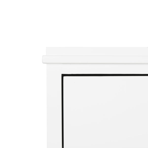 Safavieh Hannon Elegant Three-Drawer Nightstand With Gold Quatrefoil Pulls For Chic Bedroom Storage Solutions White/Brass FOX6306A