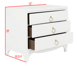 Safavieh Hannon 3 Drawer Contemporary Nightstand White/Brass FOX6306A