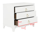 Safavieh Hannon 3 Drawer Contemporary Nightstand White/Brass FOX6306A