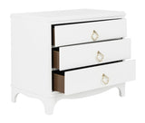 Safavieh Hannon 3 Drawer Contemporary Nightstand White/Brass FOX6306A