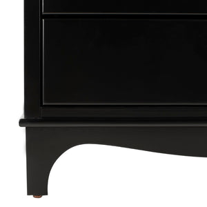 Safavieh Hannon Elegant Three-Drawer Nightstand With Gold Quatrefoil Pulls For Chic Bedroom Storage Solutions Black/Brass FOX6306B
