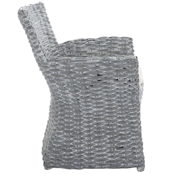 Safavieh Cabana Rattan Arm Chair - Modern Coastal Accent Chair With Comfortable Cushion For Stylish Living Spaces Grey White Wash FOX6500A