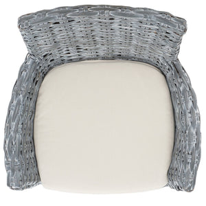 Safavieh Cabana Rattan Arm Chair - Modern Coastal Accent Chair With Comfortable Cushion For Stylish Living Spaces Grey White Wash FOX6500A