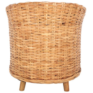 Safavieh Omni Barrel Chair - British Colonial-Inspired Rattan Accent With Soft Cotton Cushion For Cozy Elegance Honey FOX6501A