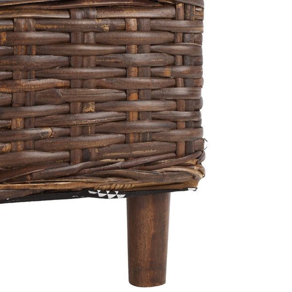 Safavieh Omni Barrel Chair - British Colonial-Inspired Rattan Accent With Soft Cotton Cushion For Cozy Elegance Brown FOX6501B