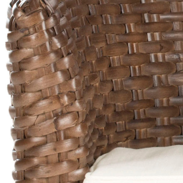 Safavieh Omni Barrel Chair - British Colonial-Inspired Rattan Accent With Soft Cotton Cushion For Cozy Elegance Brown FOX6501B