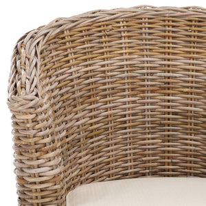Safavieh Omni Barrel Chair - British Colonial-Inspired Rattan Accent With Soft Cotton Cushion For Cozy Elegance Natural FOX6501C
