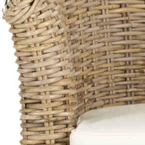 Safavieh Omni Barrel Chair - British Colonial-Inspired Rattan Accent With Soft Cotton Cushion For Cozy Elegance Natural FOX6501C
