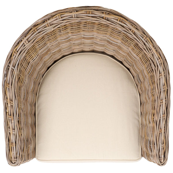 Safavieh Omni Barrel Chair - British Colonial-Inspired Rattan Accent With Soft Cotton Cushion For Cozy Elegance Natural FOX6501C