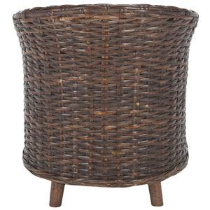 Safavieh Omni Barrel Chair - British Colonial-Inspired Rattan Accent With Soft Cotton Cushion For Cozy Elegance Brown/Black&White Cushion FOX6501D