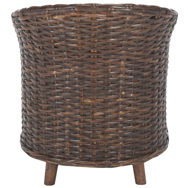 Safavieh Omni Barrel Chair - British Colonial-Inspired Rattan Accent With Soft Cotton Cushion For Cozy Elegance Brown/Black&White Cushion FOX6501D