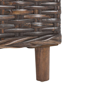 Safavieh Omni Barrel Chair - British Colonial-Inspired Rattan Accent With Soft Cotton Cushion For Cozy Elegance Brown/Black&White Cushion FOX6501D