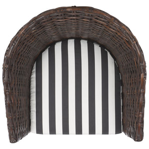 Safavieh Omni Barrel Chair - British Colonial-Inspired Rattan Accent With Soft Cotton Cushion For Cozy Elegance Brown/Black&White Cushion FOX6501D