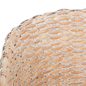 Safavieh Omni Barrel Chair - British Colonial-Inspired Rattan Accent With Soft Cotton Cushion For Cozy Elegance Natural White Wash/White FOX6501E