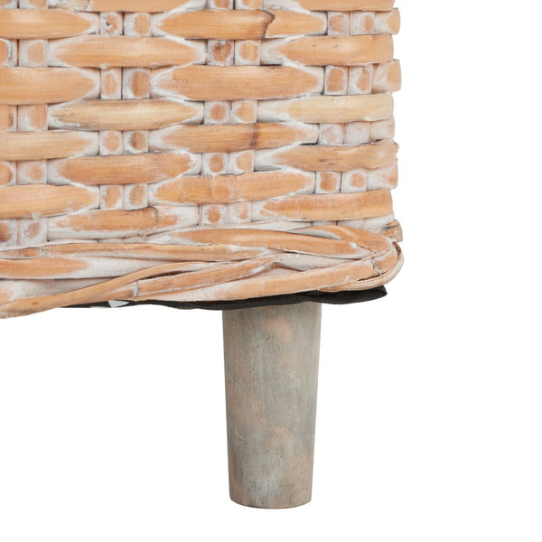 Safavieh Omni Barrel Chair - British Colonial-Inspired Rattan Accent With Soft Cotton Cushion For Cozy Elegance Natural White Wash/White FOX6501E