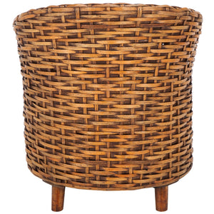 Safavieh Omni Rattan Barrel Chair  White / Honey Dark Brown FOX6501F