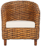 Safavieh Omni Rattan Barrel Chair  White / Honey Dark Brown FOX6501F