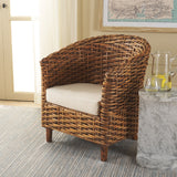 Safavieh Omni Rattan Barrel Chair  White / Honey Dark Brown FOX6501F