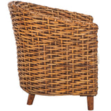 Safavieh Omni Rattan Barrel Chair  White / Honey Dark Brown FOX6501F