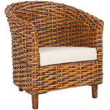 Safavieh Omni Rattan Barrel Chair  White / Honey Dark Brown FOX6501F