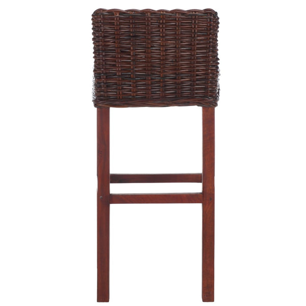 Safavieh Cypress Bar Stool - Island-Inspired Woven Rattan Seat With Solid Mango Wood For Timeless Charm Cappuccino FOX6502A