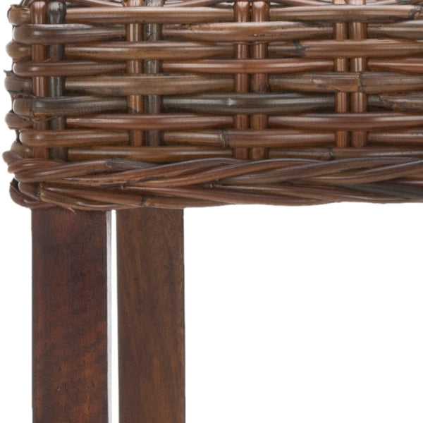 Safavieh Cypress Bar Stool - Island-Inspired Woven Rattan Seat With Solid Mango Wood For Timeless Charm Cappuccino FOX6502A