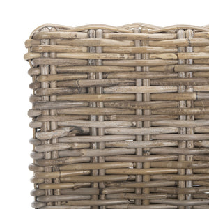 Safavieh Cypress Bar Stool - Island-Inspired Woven Rattan Seat With Solid Mango Wood For Timeless Charm Antique Grey FOX6502B