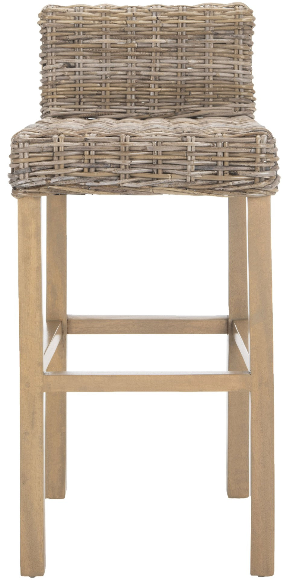 Safavieh Cypress Bar Stool - Island-Inspired Woven Rattan Seat With Solid Mango Wood For Timeless Charm Antique Grey FOX6502B